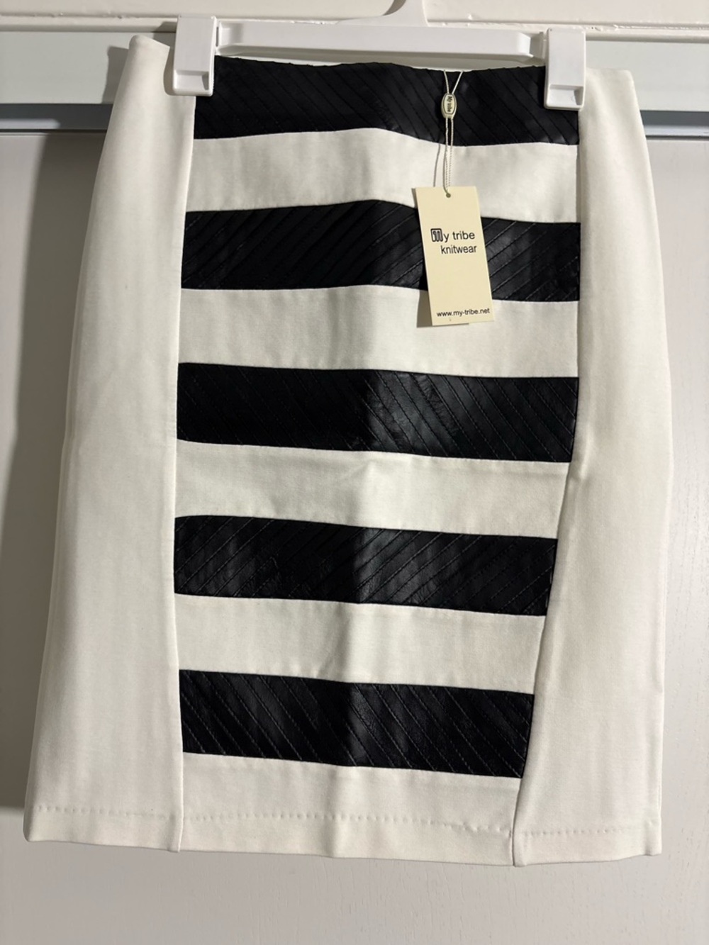 My Tribe Black Monochrome Striped Pencil Skirt